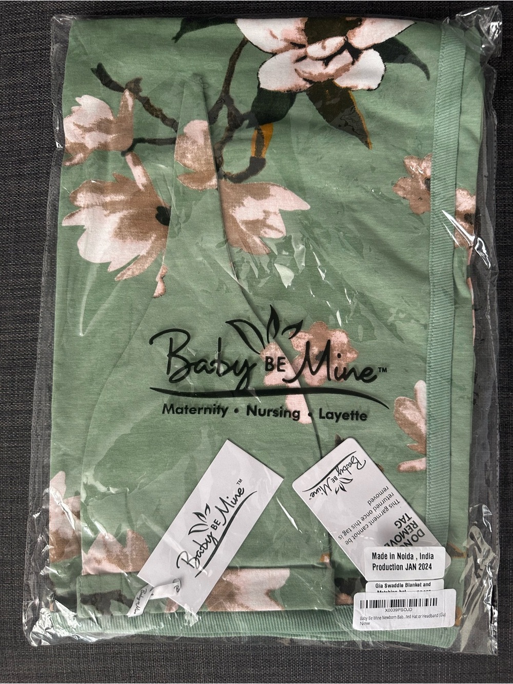 Baby Be Mine Green Floral Nursing & Layette Blanket